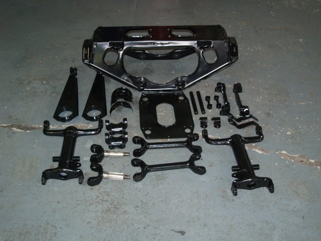 Components stripped, blasted, and powder coated